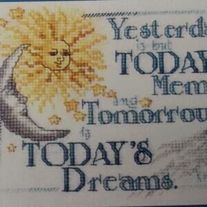 Vermillion Stitchery Yesterday Poem Cross Stitch Pattern Sun Moon Space